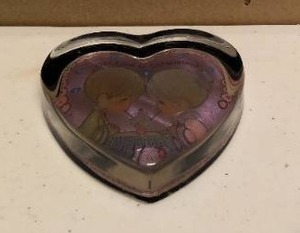 lot 284 image: Precious Moments Collectible heart shaped Glass paperweight