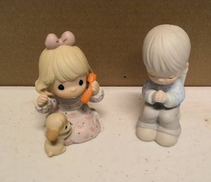 lot 295 image: Precious Moments Figurine Vintage 2 items  Calling to Say Youre Special item#PM0011, and We Gather Together to Ask the Lords Blessing Item#109762