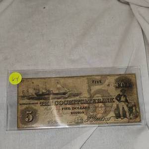 lot 64 image: Boston, MA $5 Bank Note
