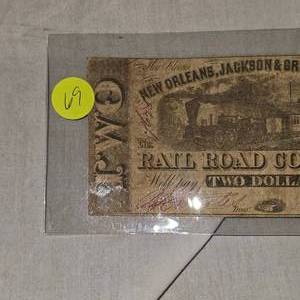 lot 69 image: $2 New Orleans, Jackson and Great Northern Railroad Note