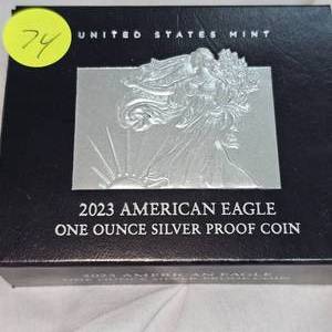 lot 74 image: 2023 US Mint Silver Eagle BU in Capsule 1 oz Silver