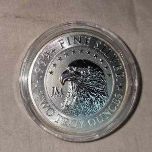 lot 94 image: 2oz J.M. Cullion Eagle Silver Round
