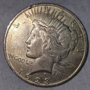 lot 30 image: 1923 Peace Dollar $1 VF wLight Toning