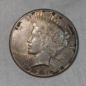 lot 33 image: 1926 Peace Dollar $1  w Gold Toning