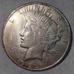 lot 41 image: 1922 D Peace Dollar $1 Fine Plus