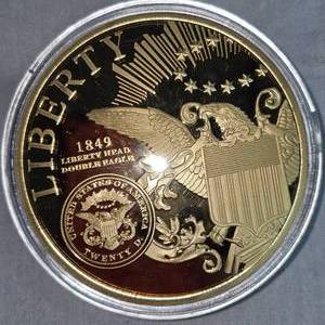 lot 50 image: Classic 4oz Liberty Classic Eagle 24kt Coated Copper Rounds