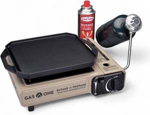 lot 14 image: Gas One Propane or Butane Gas Stove with Flat Top Griddle