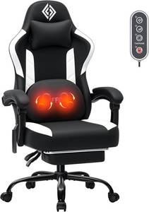 lot 19 image: Hoffree Gaming Chair with Heated Kneading Massage