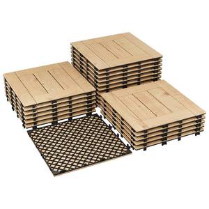lot 43 image: Garvee 22 Piece Solid Acacia Wood Interlocking Patio Deck Tiles