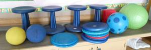 lot 24 image: Rm 206 - group of balance stools, balls, pads