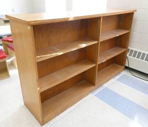 lot 164 image: Rm 216 - double sided wood bookcase, adjustable shelves