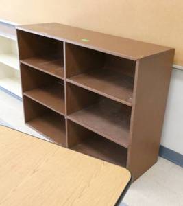 lot 167 image: Rm 218 - wood bookcase 16x48x36 tall and table