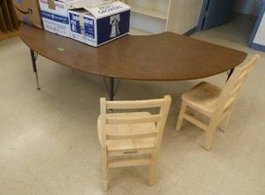 lot 287 image: Rm 115 - half moon table and 2 chairs