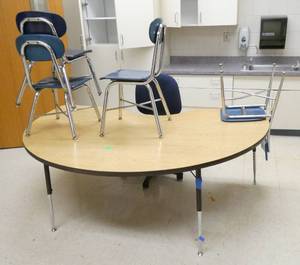 lot 351 image: Rm 111B - half moon table and 4 chairs