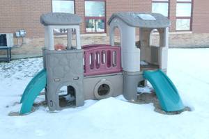 lot 109 image: Outside - Plastic Fort with slides - play and climb