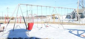 lot 119 image: Outside - Another large Commercial School Playground SWING SET - 3 swings, infant swing, hand rings and bar