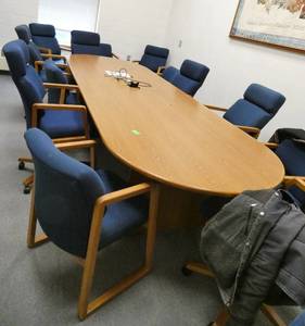lot 417 image: Rm 17 - 12 foot conference table x 47 in wide and 14 chairs