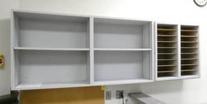 lot 532 image: Office - wall shelf with mail sort and large mail sorting station