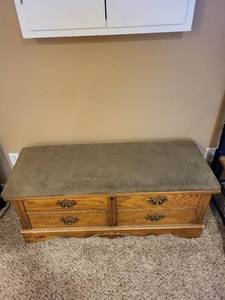 lot 223 image: Lane Cedar-Lined Storage Chest with Upholstered Top, 45x17x18 Inches