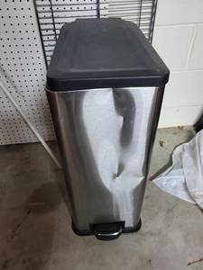 lot 213 image: Rectangular Stainless Steel Step Trash Can with Lid