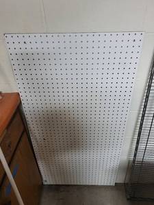lot 214 image: White Pegboard Panel for Wall Storage 48x24 Inch