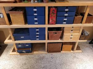 lot 251 image: Fabric Bins and Blue Organizer Boxes