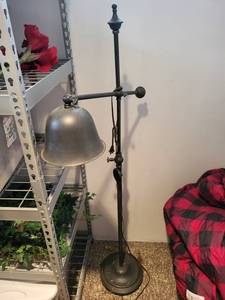 lot 277 image: Adjustable Metal Industrial Floor Lamp with Bell Shade