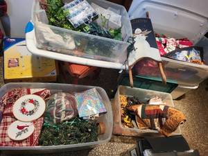 lot 279 image: Large Collection of Holiday Decor and Decorations in Storage Totes