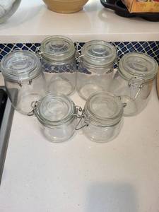 lot 306 image: Set of 5 Glass Storage Jars with Clamp Lids