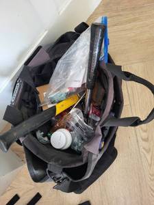 lot 310 image: Contractors Tool Bag with Assorted Hand Tools and Supplies