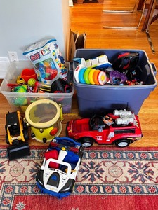 lot 25 image: Large Assortment of Preschool and Toddler Toys with Storage Bins