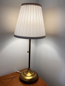 lot 41 image: Brass Table Lamp with Pleated Shade, 24 Inches Tall