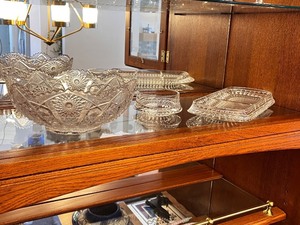 lot 50 image: Cut Glass Crystal Bowl With Dishes and Ashtray Set