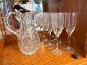 lot 54 image: Cut Glass Pitcher and Set of 8 Wine Glasses