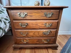 lot 72 image: Wooden 4-Drawer Nightstand Dresser with Brass Handles