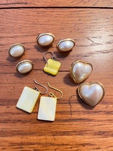 lot 84 image: Collection of Vintage Costume Earrings Including Heart, Oval, and Geometric Designs