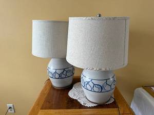 lot 127 image: Danish Stoneware Table Lamps - Mid-Century Modern Pair (Lot of 2)