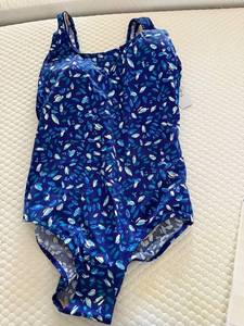 lot 147 image: New with Tags L.L.Bean Sunsmart UPF 50 One-Piece Swimsuit - Cobalt Petal Print, Size 16 Long
