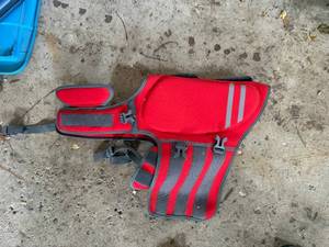 lot 407 image: Pet Life Jacket - Red Dog Vest LG, Reflective Strips & Adjustable Straps