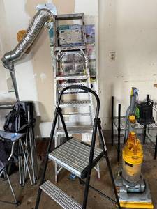 lot 410 image: Step Stool Ladder & Metal Ladder - Aluminum 2-Step Stool  Tall Folding Ladder (Lot of 2)