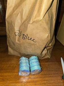 lot 11 image: Blue with yellow dots RIBBON