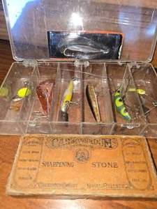 lot 108 image: Sharpening Stone, lures, spoons