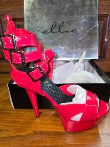 lot 129 image: 6 peep toe platform heels size 9