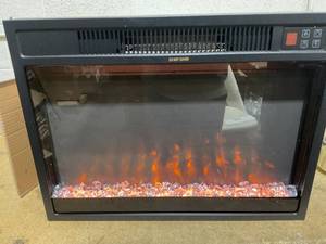 lot 248 image: COSTWAY 23 Inches Electric Fireplace Insert, 750W1500W Fireplace Heater, Adjustable Flame Color & Brightness, 1H-8H Timer, Thermostat and Overheat Protection