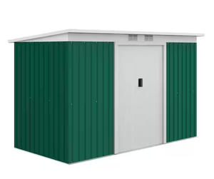 lot 2 image: Outsunny Metal Outdoor Storage Shed Tool House with Double Lockable Doors for Backyard, Patio, Lawn, Garage,  dark green