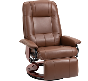 lot 8 image: HOMCOM Faux Leather Manual Recliner, Adjustable Swivel Lounge Chair with Footrest, Armrest
