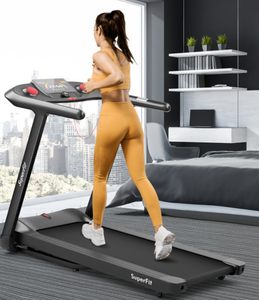 lot 22 image: Costway Folding Treadmill wPreset Programs Touch Screen VoiceAPPRemote Control - Black