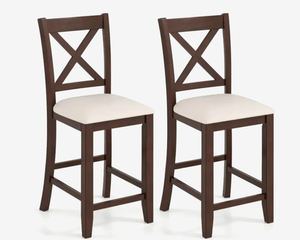 lot 42 image: Costway logo Modern Farmhouse Counter Height Stools with Footrest and Cushion