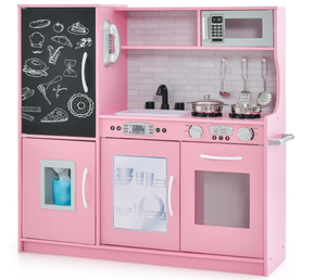 lot 63 image: KOTEK Play Kitchen for Kids, Wooden Chef Pretend Toy Kitchen Set