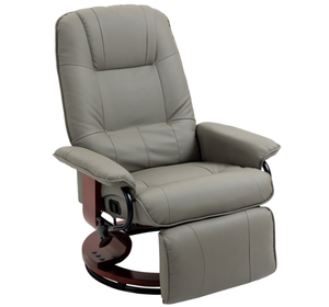 lot 75 image: HOMCOM Faux Leather Manual Recliner, Gray